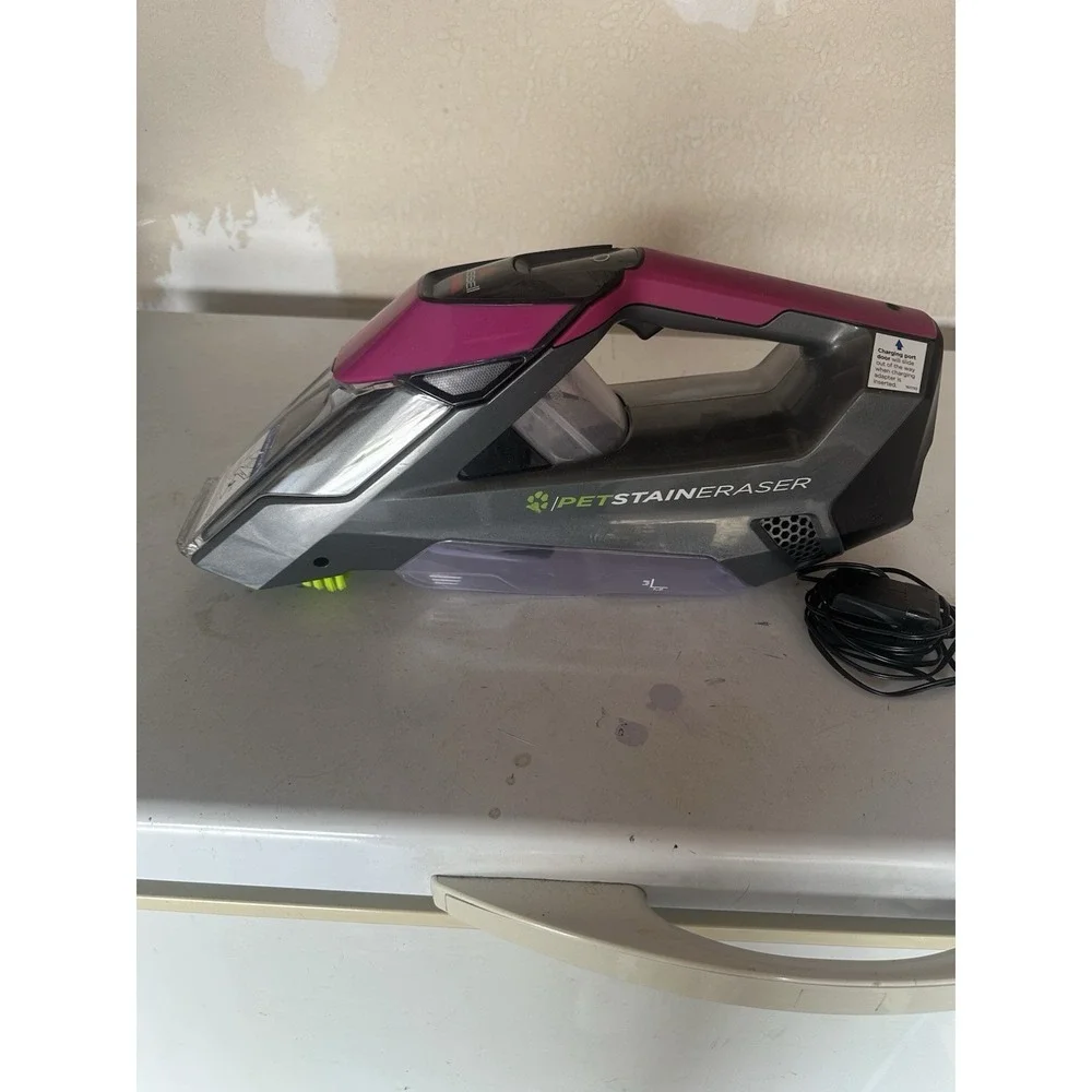 Pink BISSELL Pet Stain Eraser Cordless Carpet & Upholstery Cleaner Model 2002